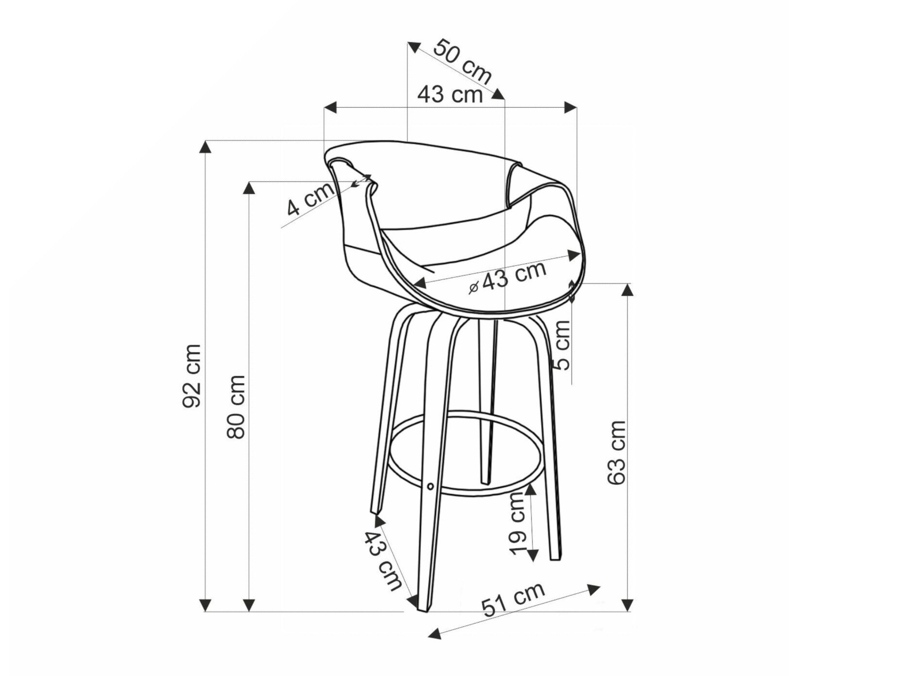 Zemais bāra krēsls Houston 1599 (Melns + Riekstkoks)