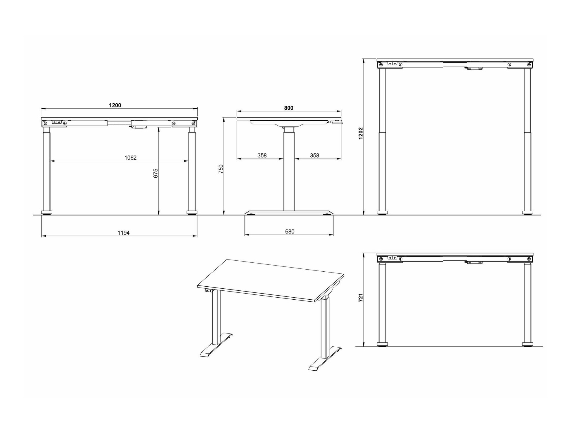 Рабочий стол с регулируемой высотой Eliromo 118 (Светло-серый + Серебряный)