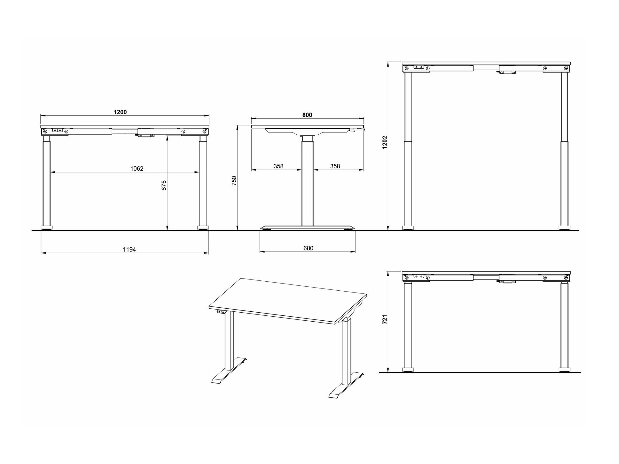 Rakstāmgalds ar regulējamu augstumu Eliromo 118 (Grandson ozols + Melns)