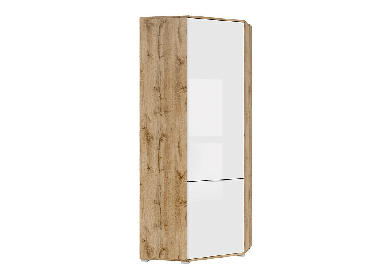 Угловой шкаф Tivetra 116 (Дуб вотан + Глянцевый белый)