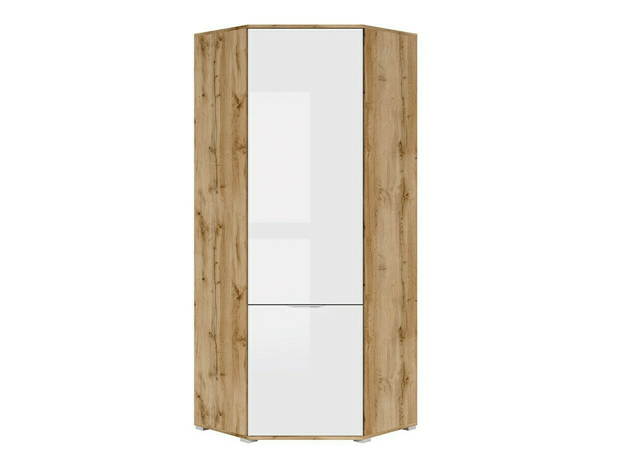 Угловой шкаф Tivetra 116 (Дуб вотан + Глянцевый белый)