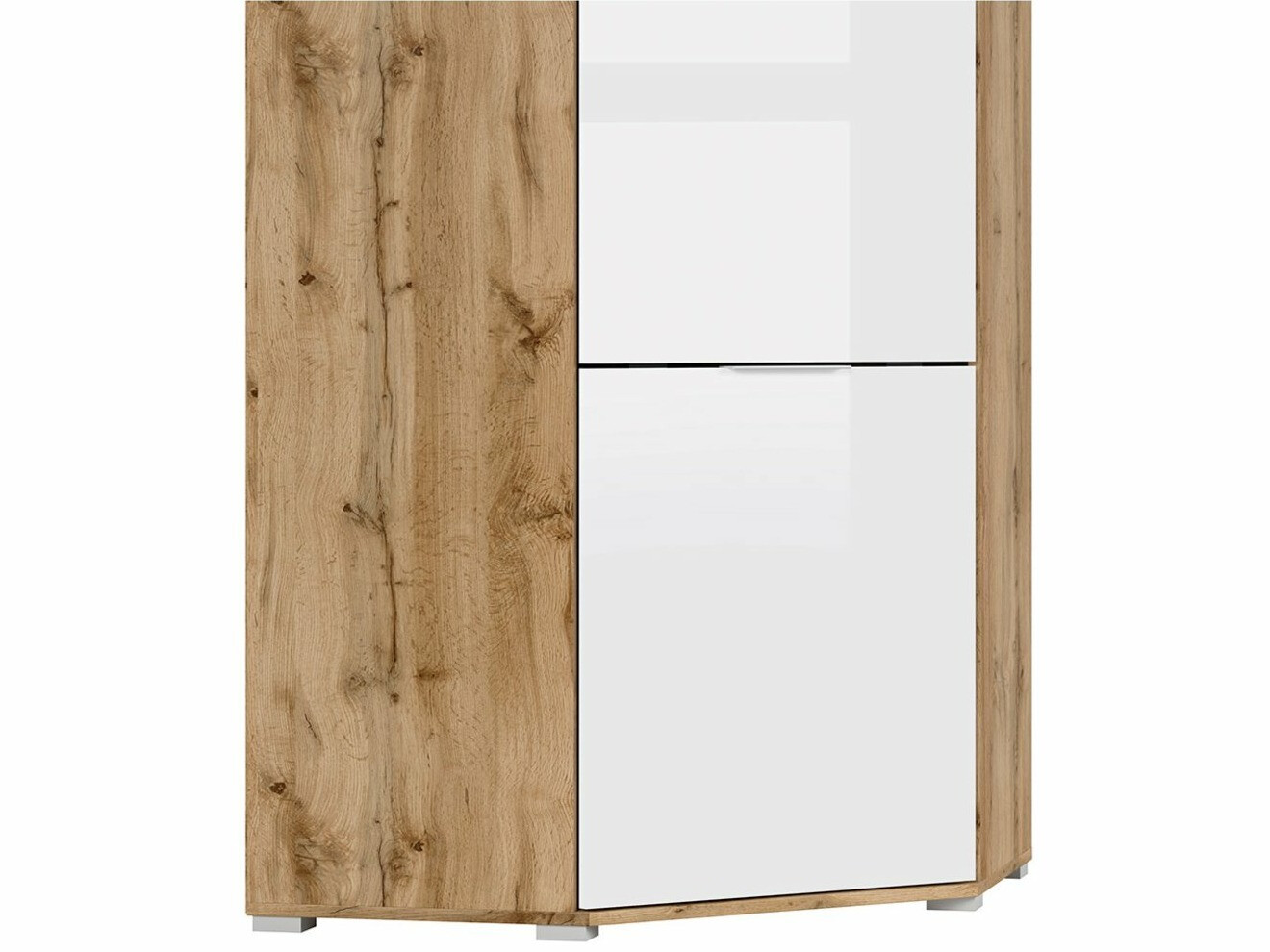 Угловой шкаф Tivetra 116 (Дуб вотан + Глянцевый белый)