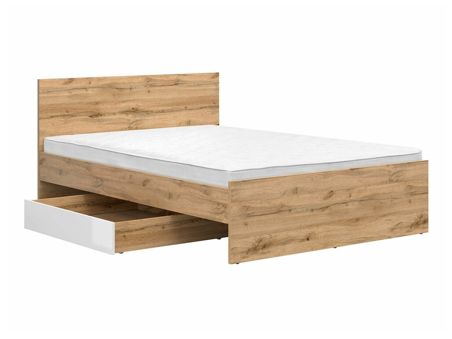 Ящик для постельного белья Tivetra 122 (Дуб вотан + Глянцевый белый)