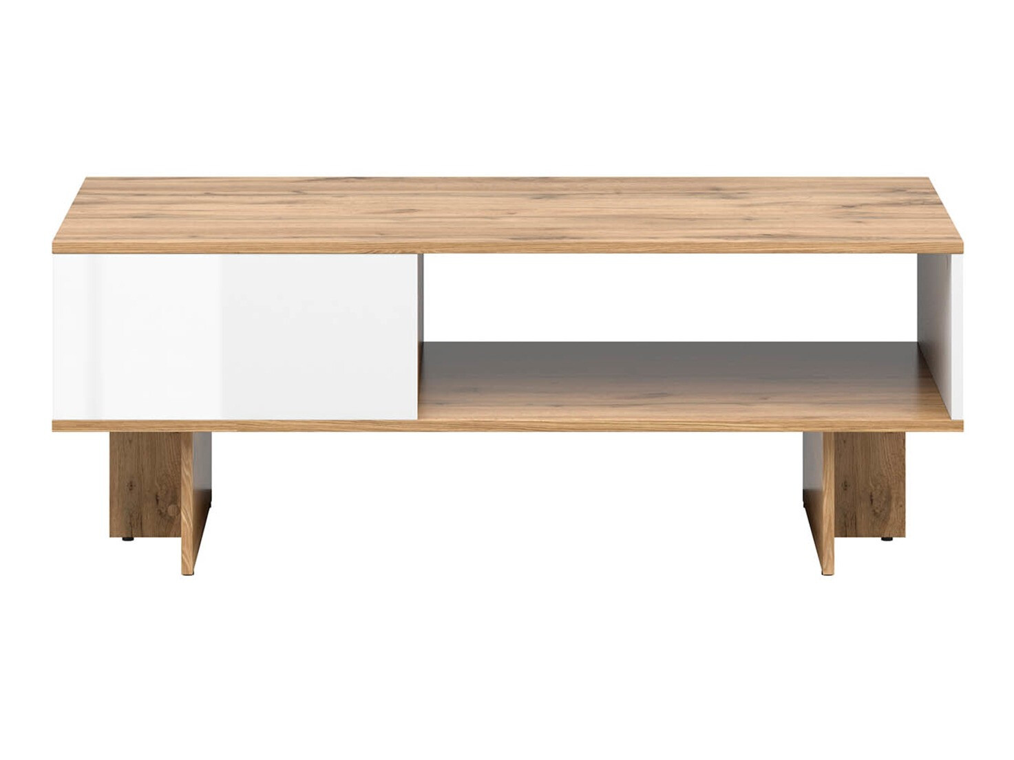 Žurnālu galdiņš Tivetra 124 (Votan ozols + Glancēts balts)