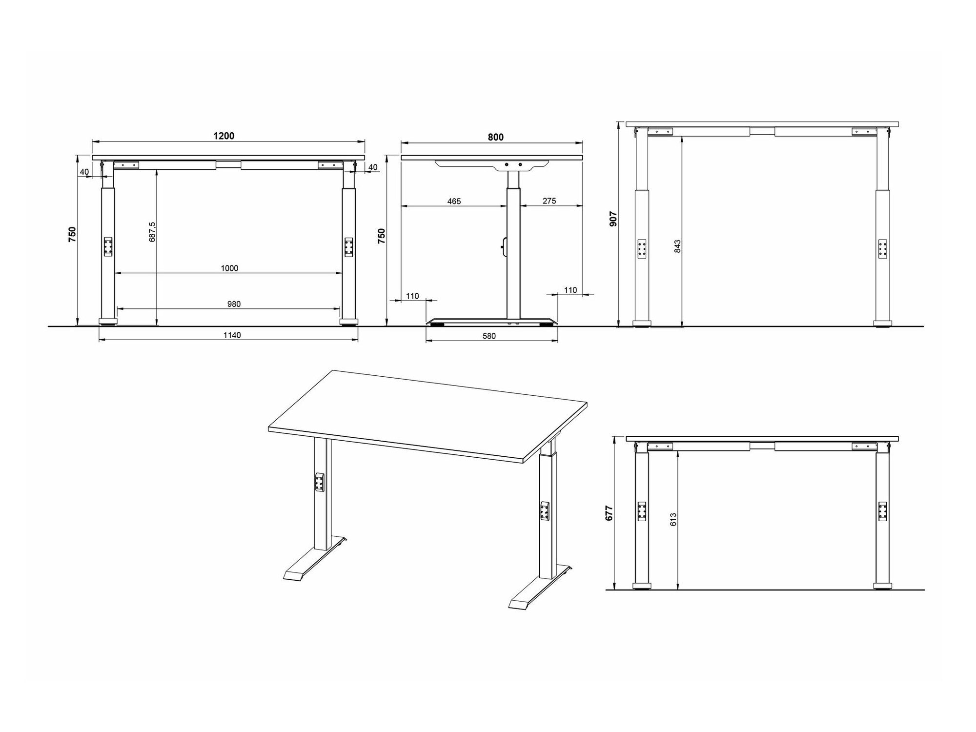 Письменный cтол Eliromo 122 (Внук дуб + Чёрный)