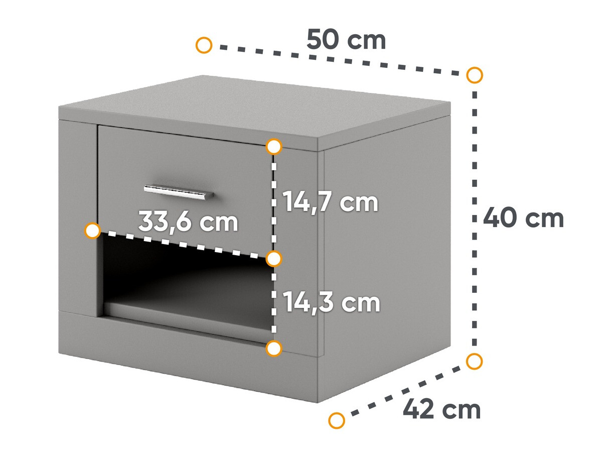 Прикроватная тумбочка Cirdelu 107 (Серый)