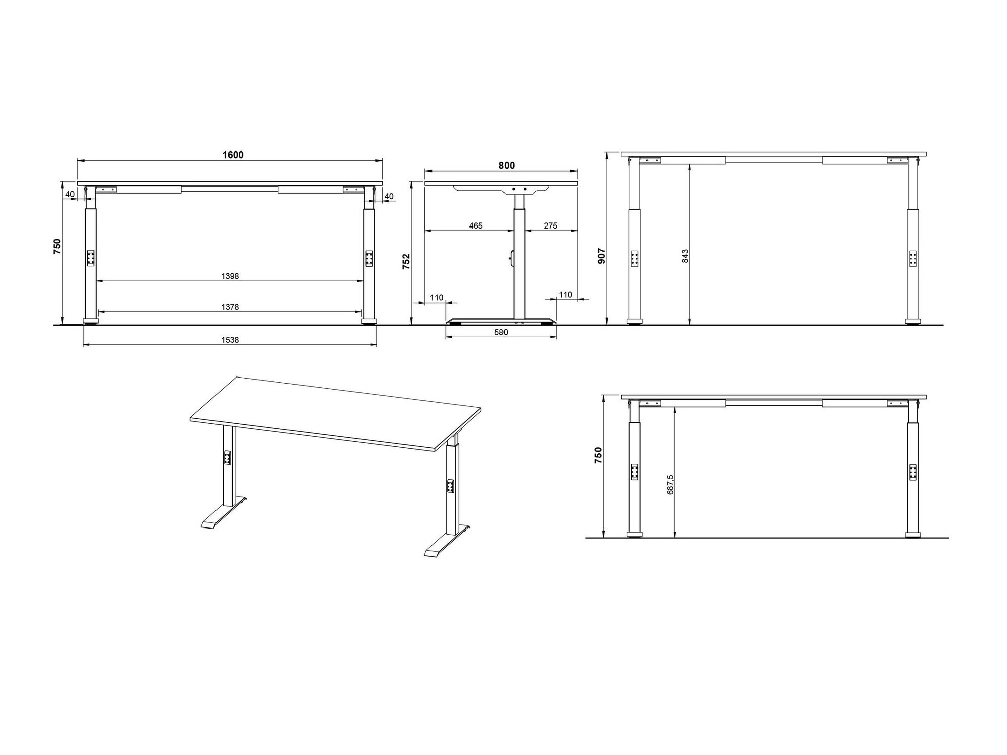 Rakstāmgalds Eliromo 123 (Grandson ozols + Melns)