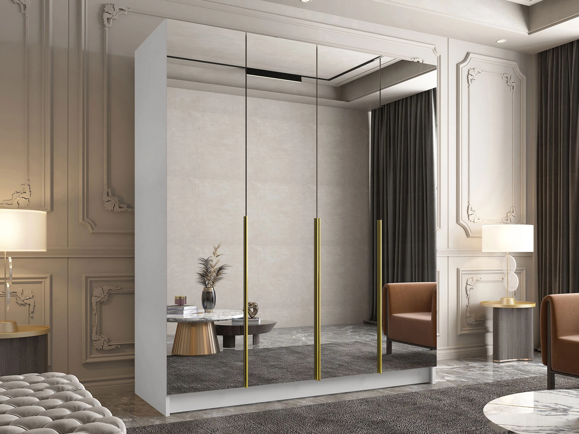 Skapis Closico 190 (Balts + Zelta)