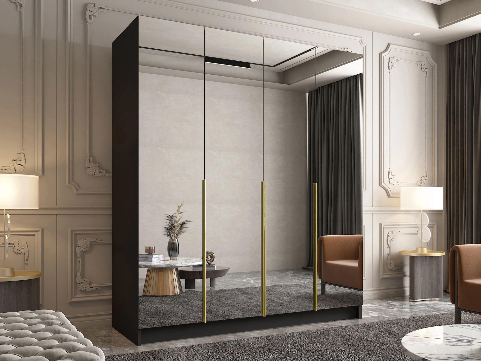 Skapis Closico 190 (Melns + Zelta)