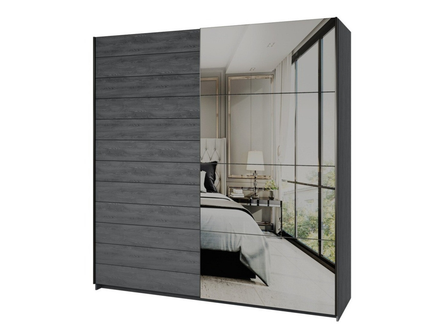 Skapis Levruvu 105 (Pelēks ozols + Melns)