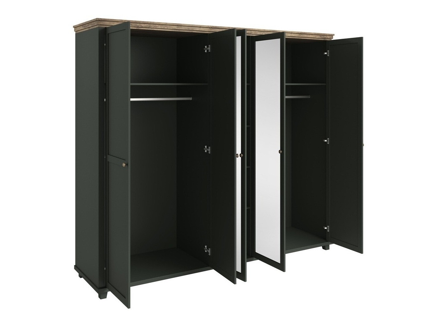 Skapis Tolnue 116 (Tumši zaļš + Lefkas ozols)