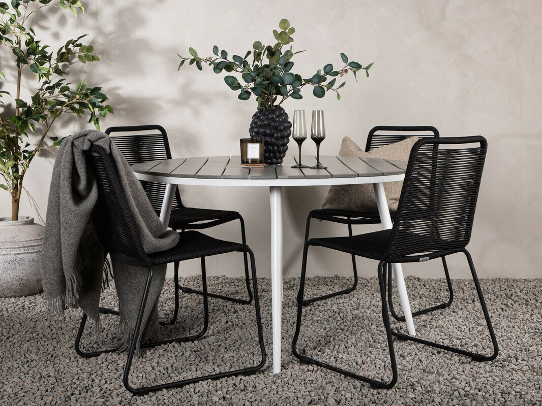 Galds un krēslu komplekts Dallas 3925 (Balts + Pelēks)