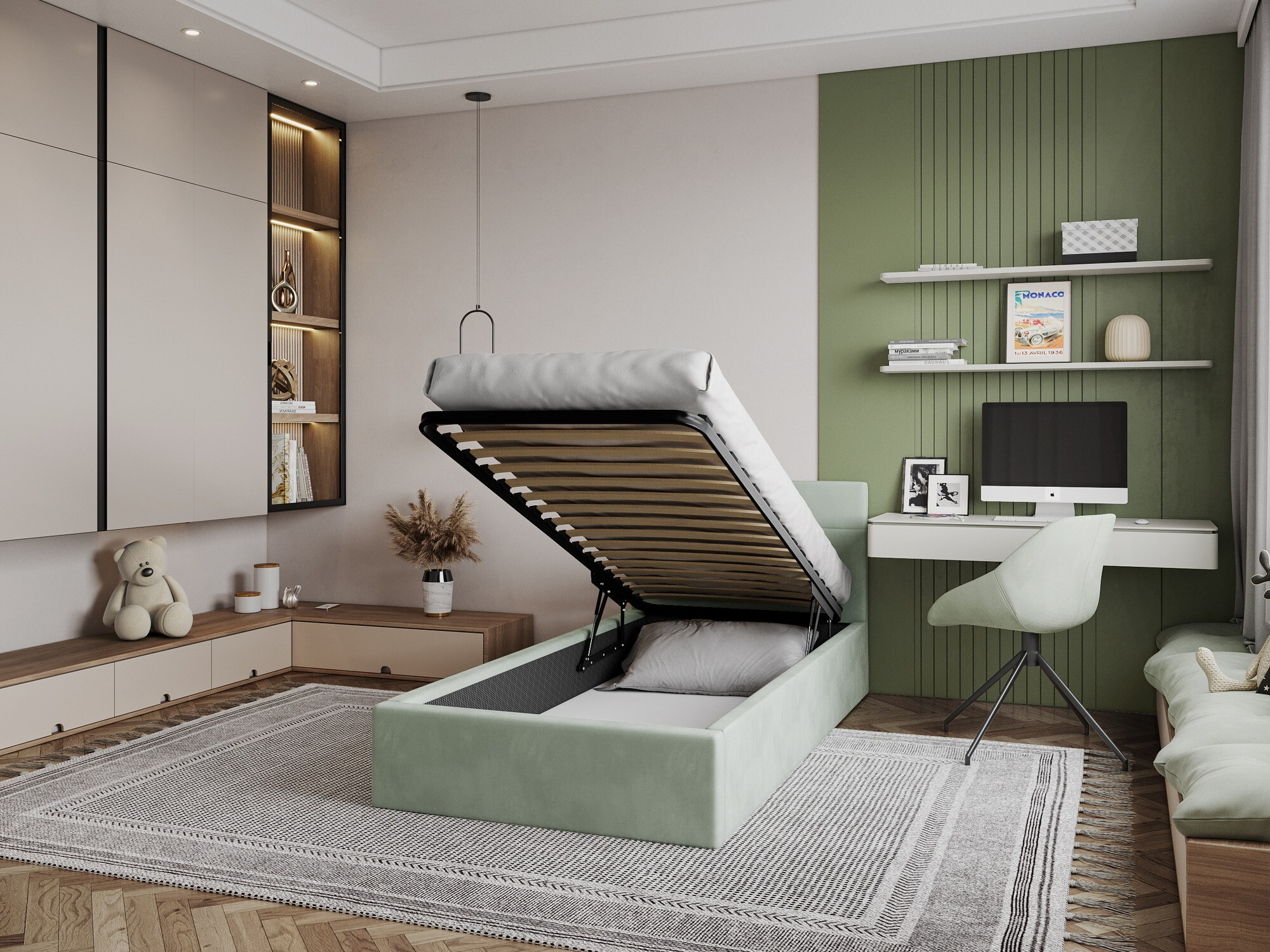 Кровать Fairfield 107 (Светло-зеленый)