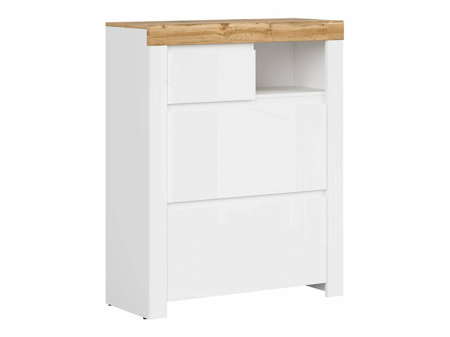 Тумба для обуви Sonsoru 119 (Белый + Глянцевый белый + Дуб вотан)