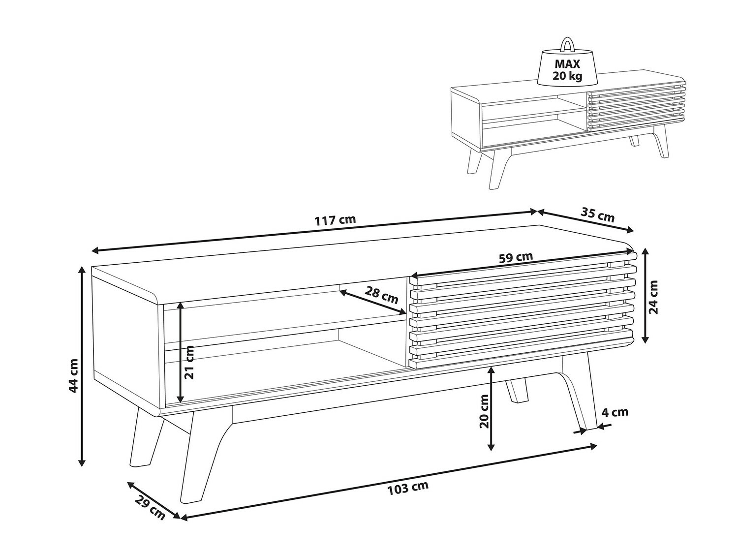 ТВ тумба Berwyn 210 (Темное дерево)
