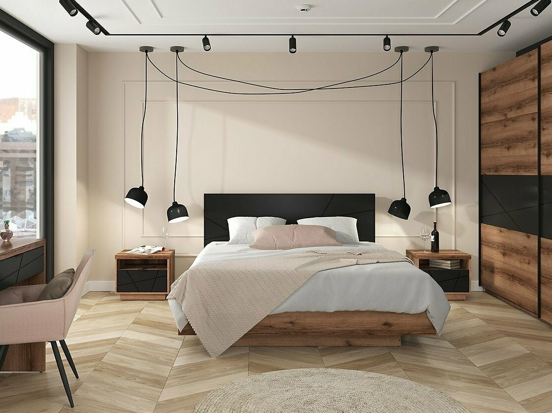 Gulta Fivale 122 (Tumšs delano ozols + Matēts melns)