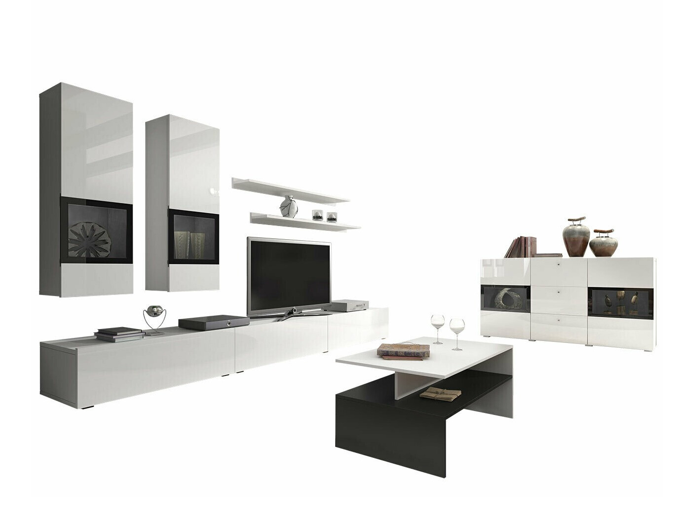 Набор для гостиной Serodeu 104 (Белый + Глянцевый белый)