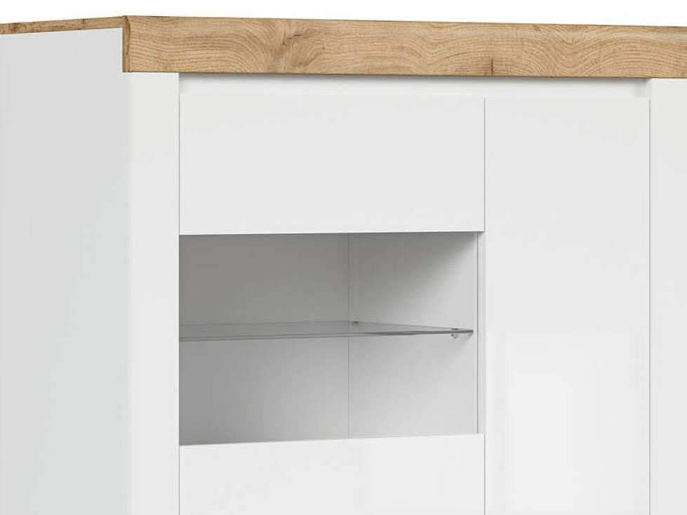 Стеллаж Sonsoru 105 (Белый + Глянцевый белый + Дуб вотан)