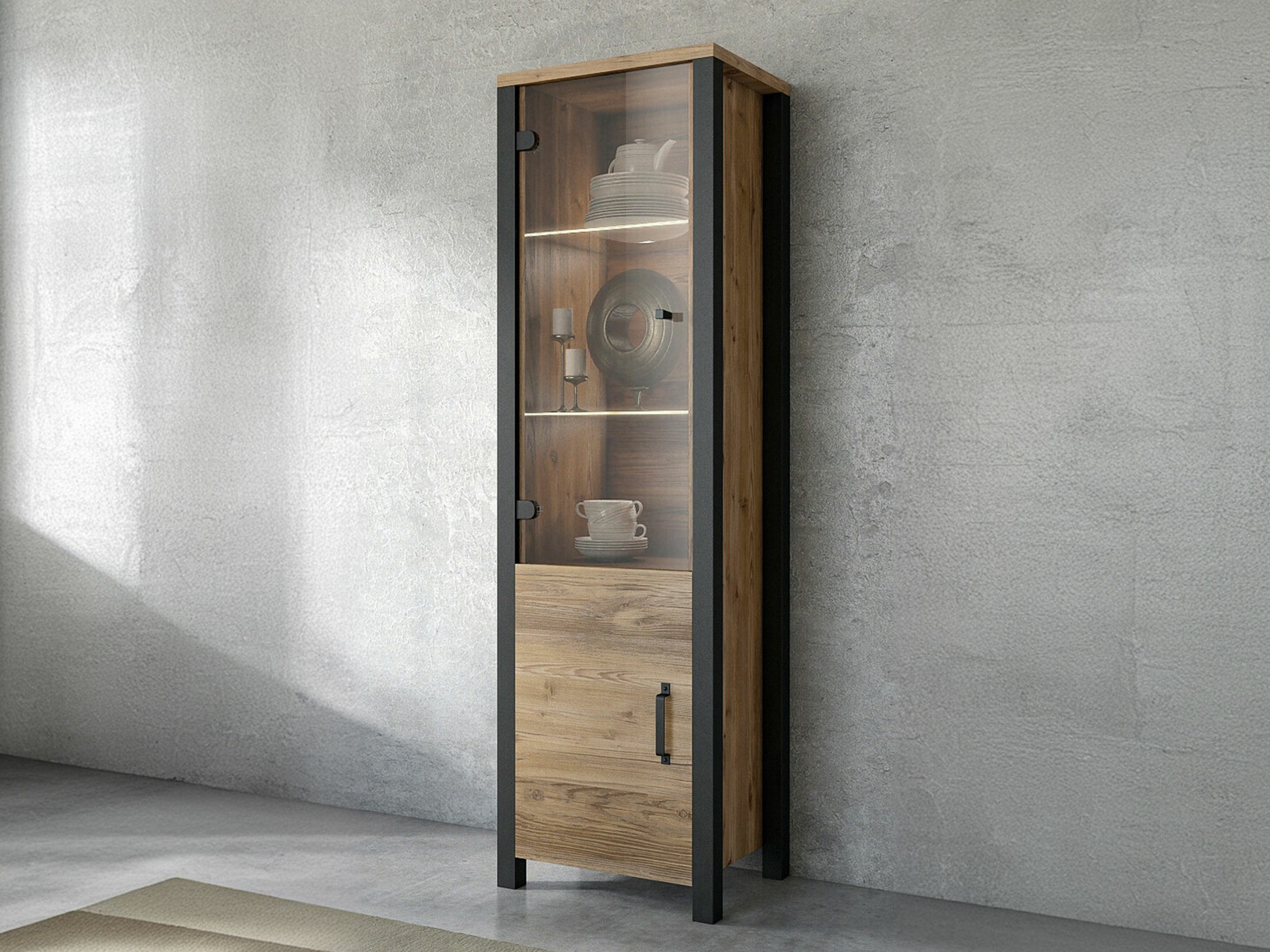 Стеллаж Tornua 101 (Темная ель + Матовый черный)