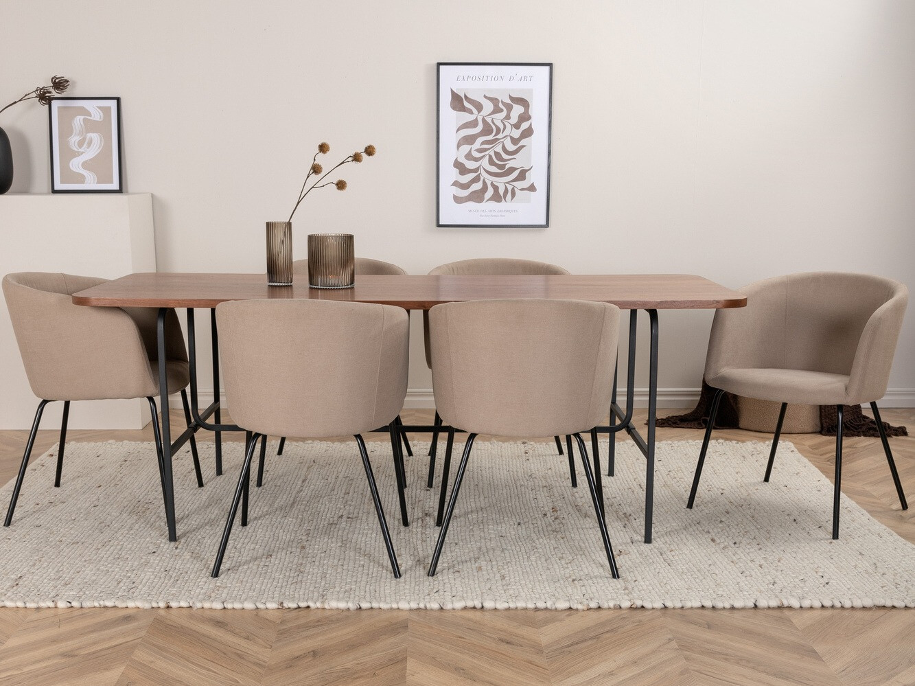 Ēdamistabas komplekts Dallas 2793 (Bēšs + Melns)