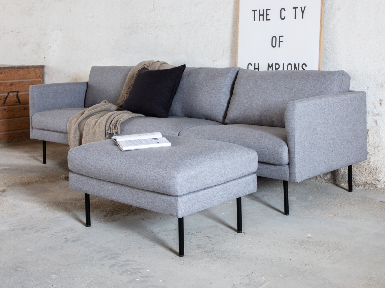 Mīksto mēbeļu komplekts Fercame 105 (Melns + Pelēks)