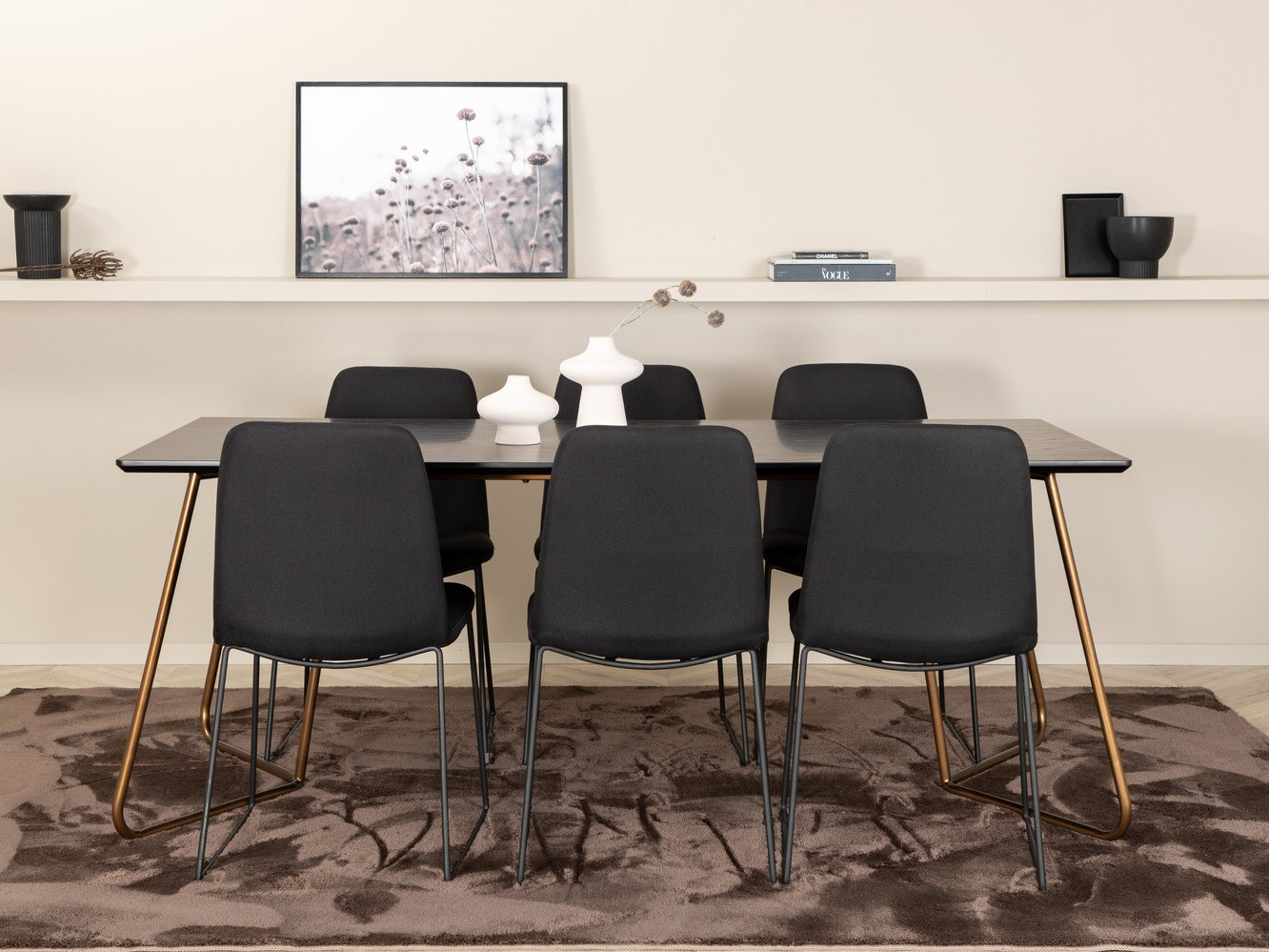 Обеденный гарнитур Dallas 3039 (Чёрный + Медь)