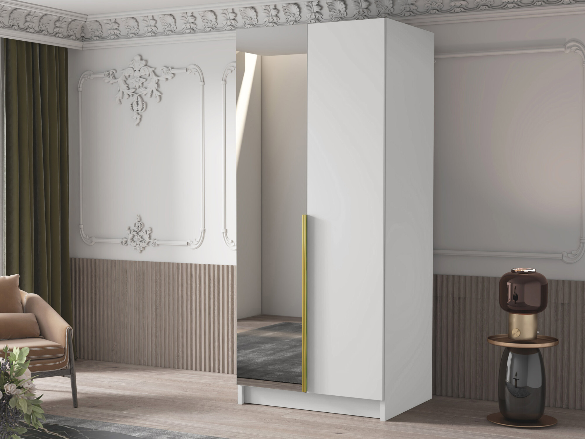 Skapis Closico 194 (Balts + Zelta)