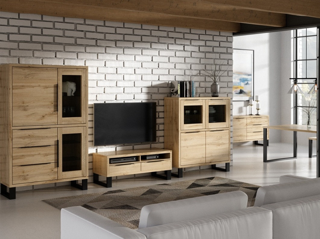 Стеллаж Avicavu 104 (Дуб вотан + Чёрный)