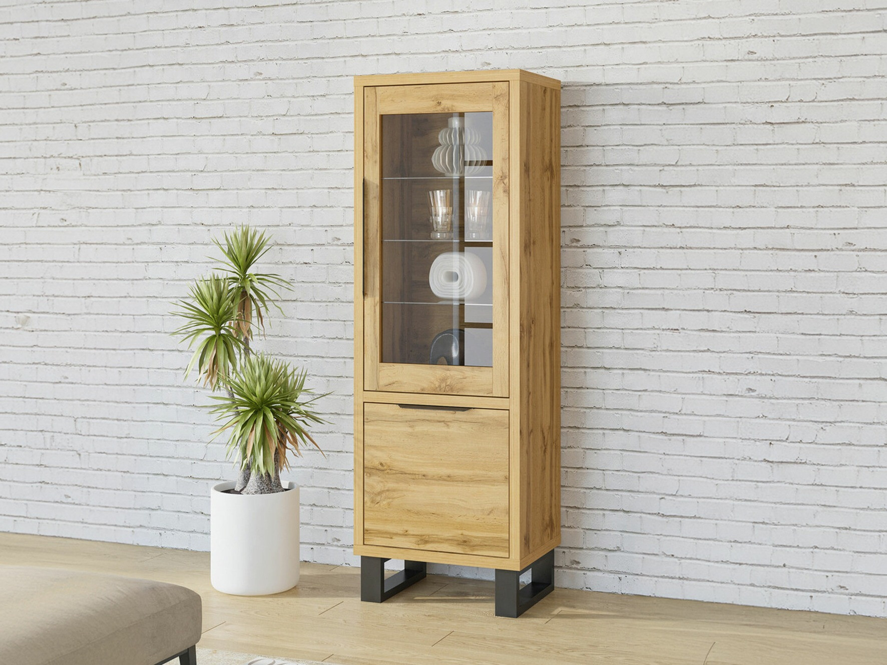 Стеллаж Avicavu 108 (Дуб вотан + Чёрный)