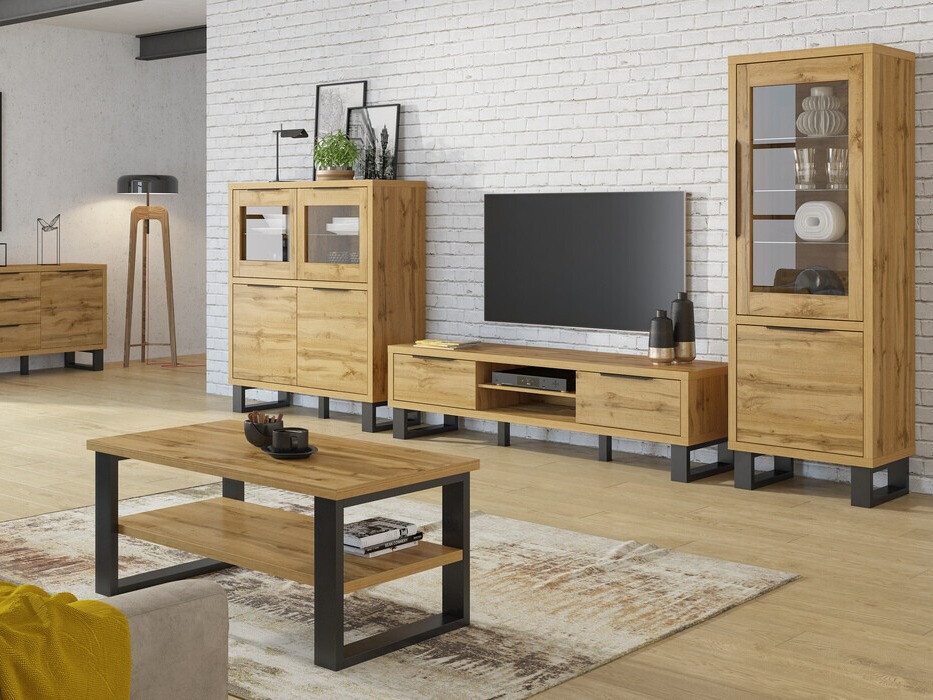 Стеллаж Avicavu 108 (Дуб вотан + Чёрный)