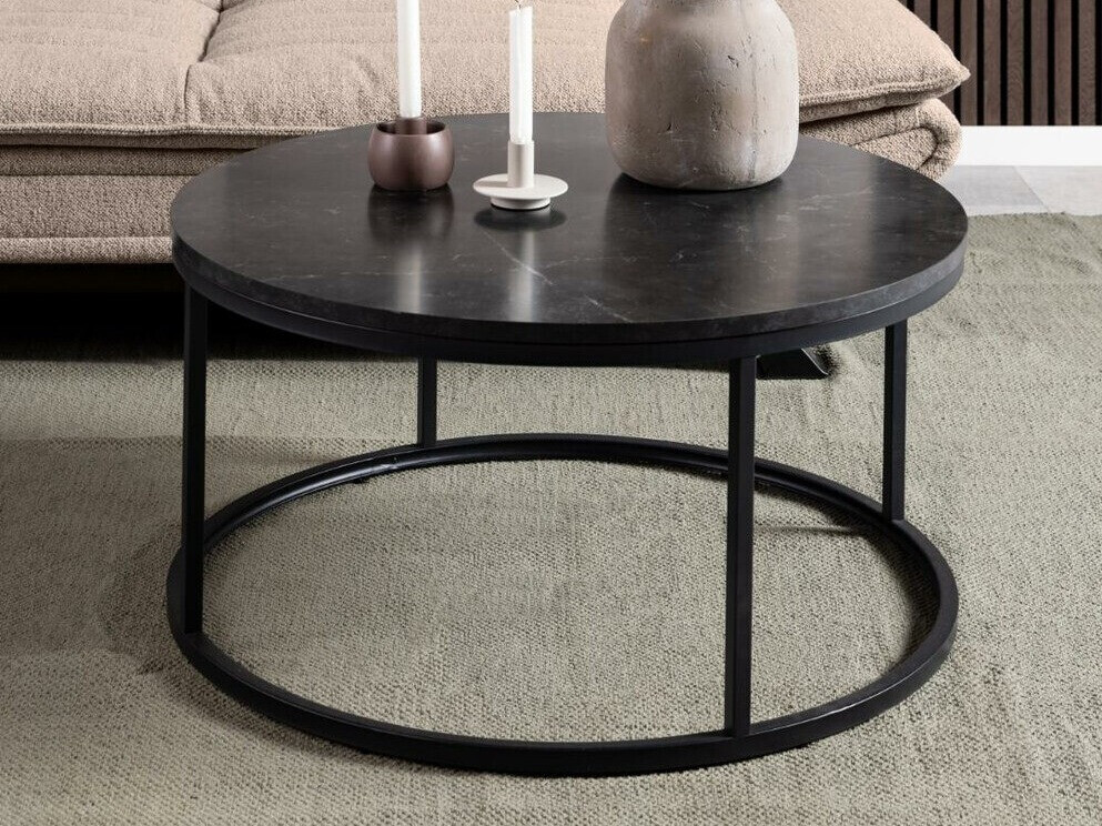 Žurnālu galdiņš Norsica 692 (Melns + Melnais marmors)