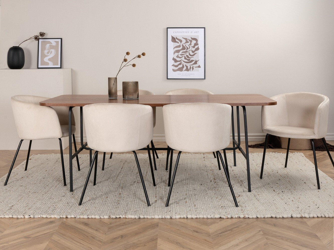 Ēdamistabas komplekts Dallas 2793 (Krēms + Melns)