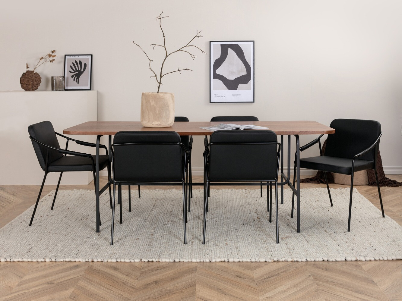 Ēdamistabas komplekts Dallas 2797 (Riekstkoks + Melns)