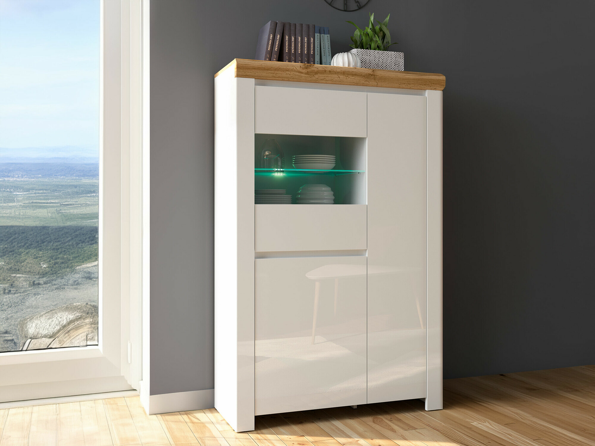 Plaukts Sonsoru 105 (Balts + Glancēts balts + Votan ozols)