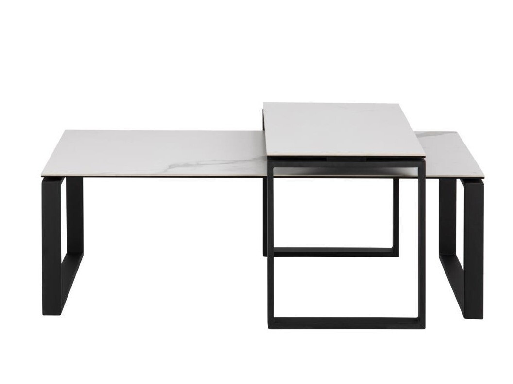 Комплект журнальных столиков Norsica 421 (Белый мрамор + Чёрный)