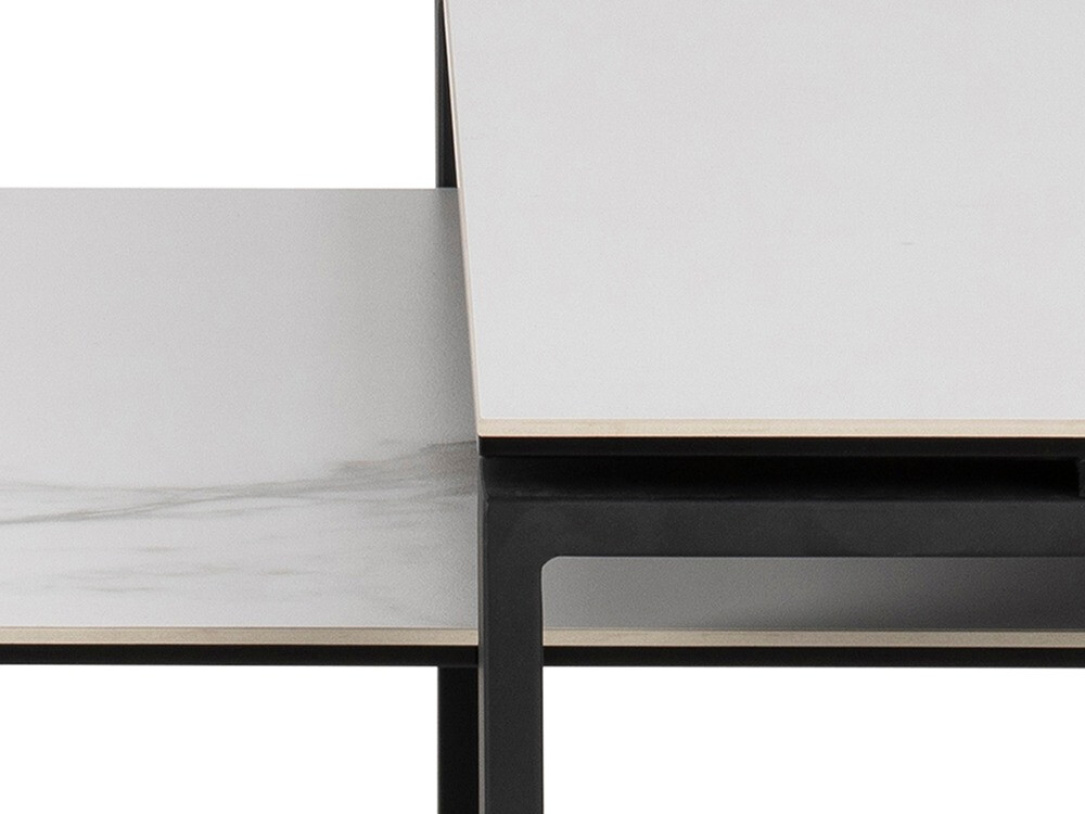Комплект журнальных столиков Norsica 421 (Белый мрамор + Чёрный)