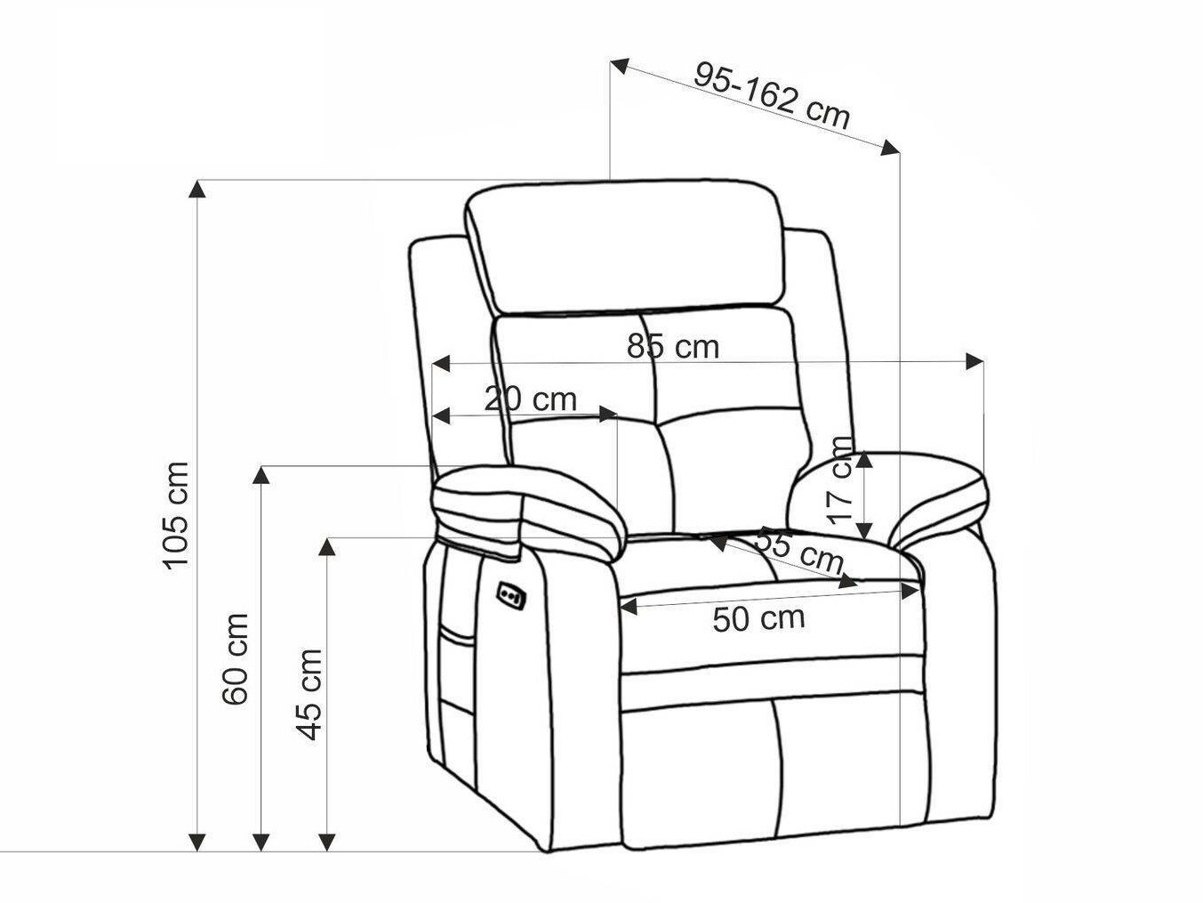 Кресло реглайнер Houston 1781 (Серый)