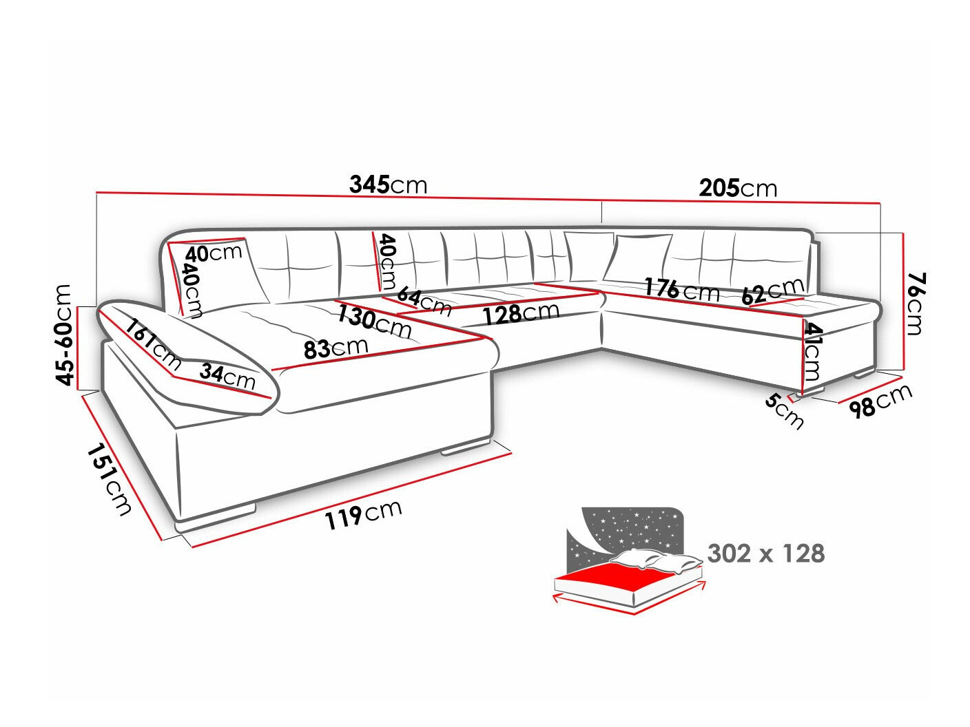 Stūra dīvāns Comfivo 173 (Fragola 65)