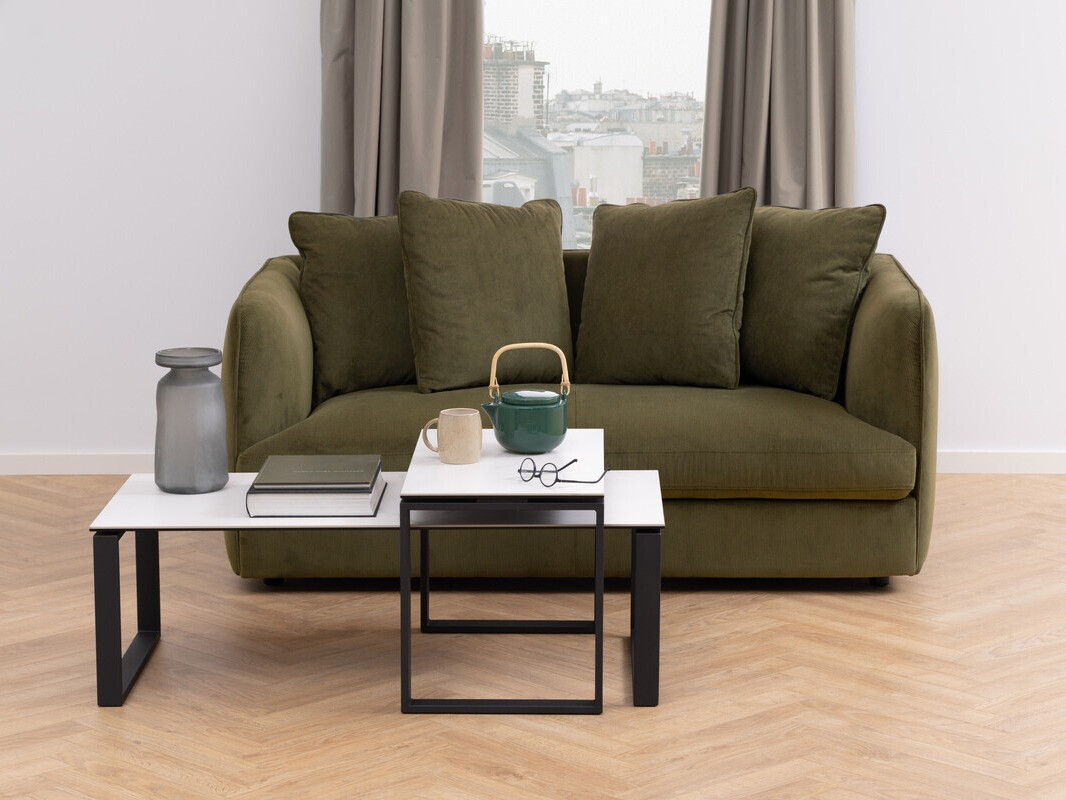 Žurnālu galdiņu komplekts Norsica 421 (Balts marmors + Melns)