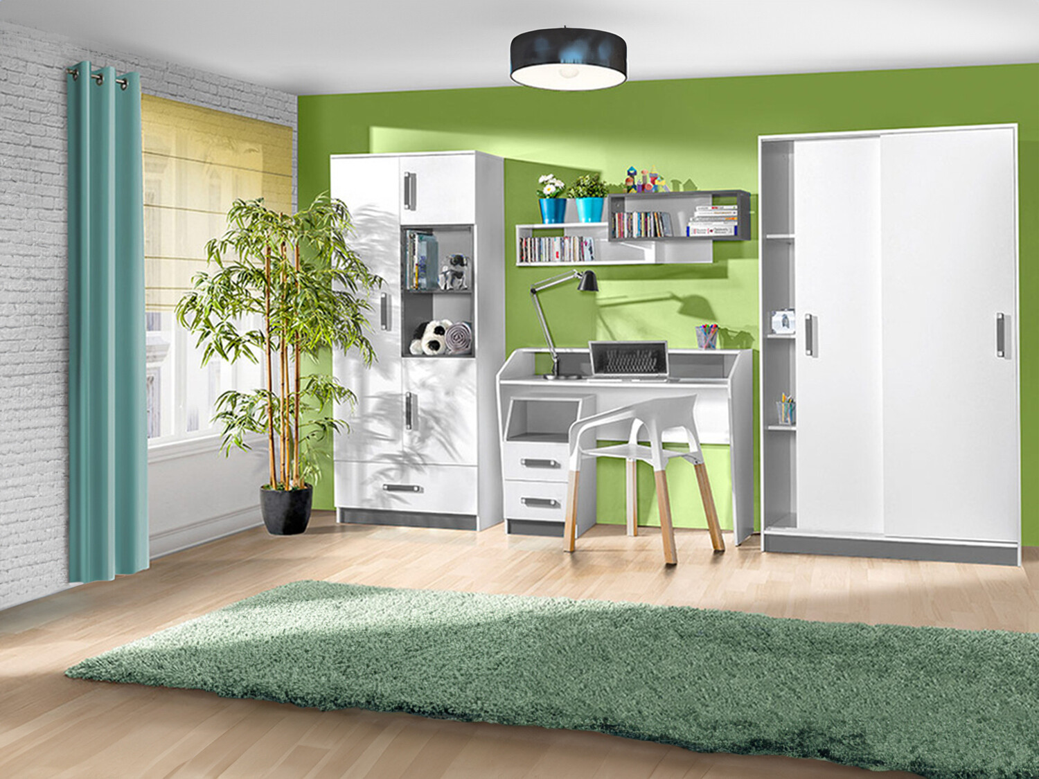 Bērnu istabas komplekts Lorlare 119 (Balts + Pelēks)