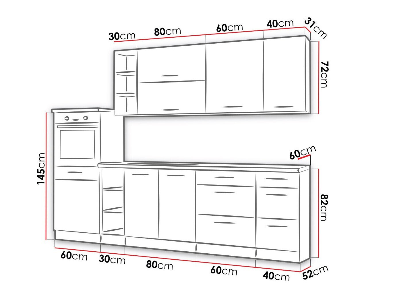 Модульный кухонный гарнитур Wood Dark 130