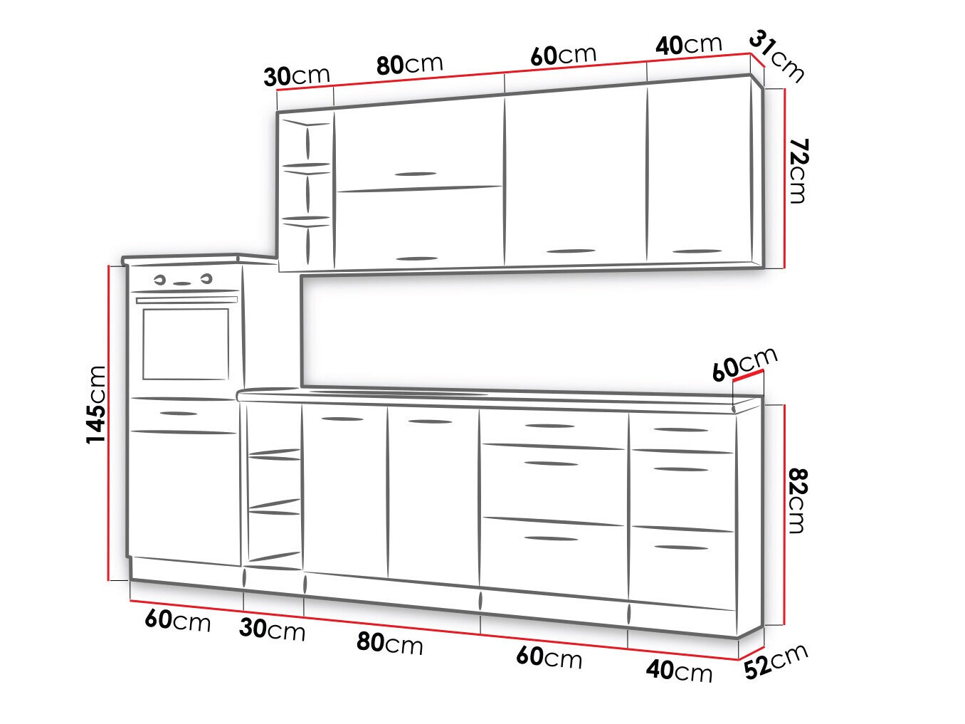 Модульный кухонный гарнитур Wood Dark 130