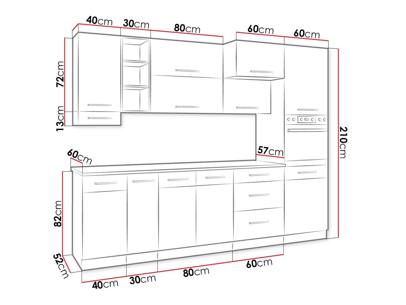 Moduļu virtuves komplekts Wood Grey 136