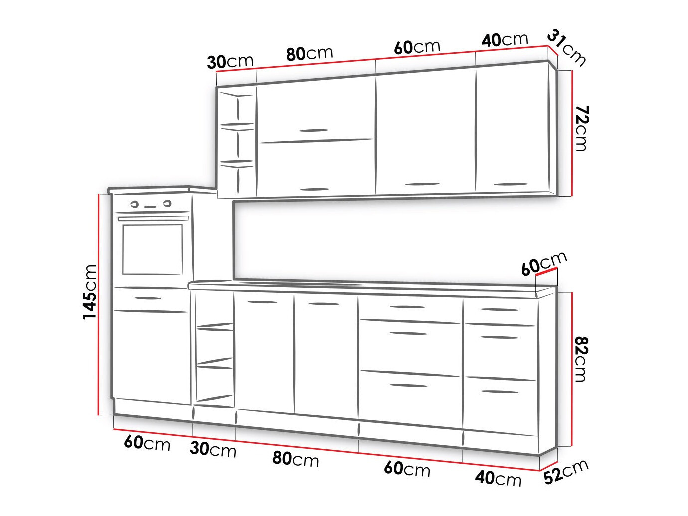 Moduļu virtuves komplekts Wood Grey 137