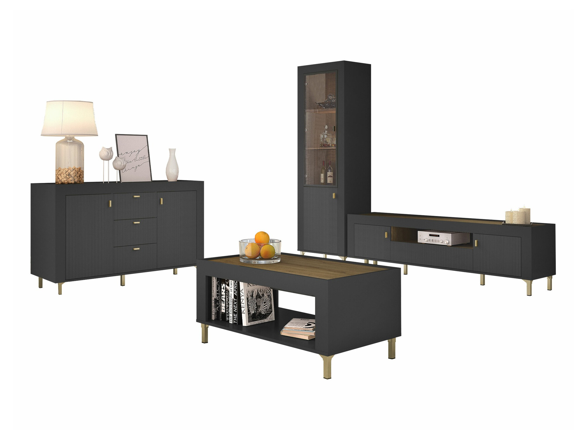 Viesistabas komplekts Mormavu 114 (Matēts melns)