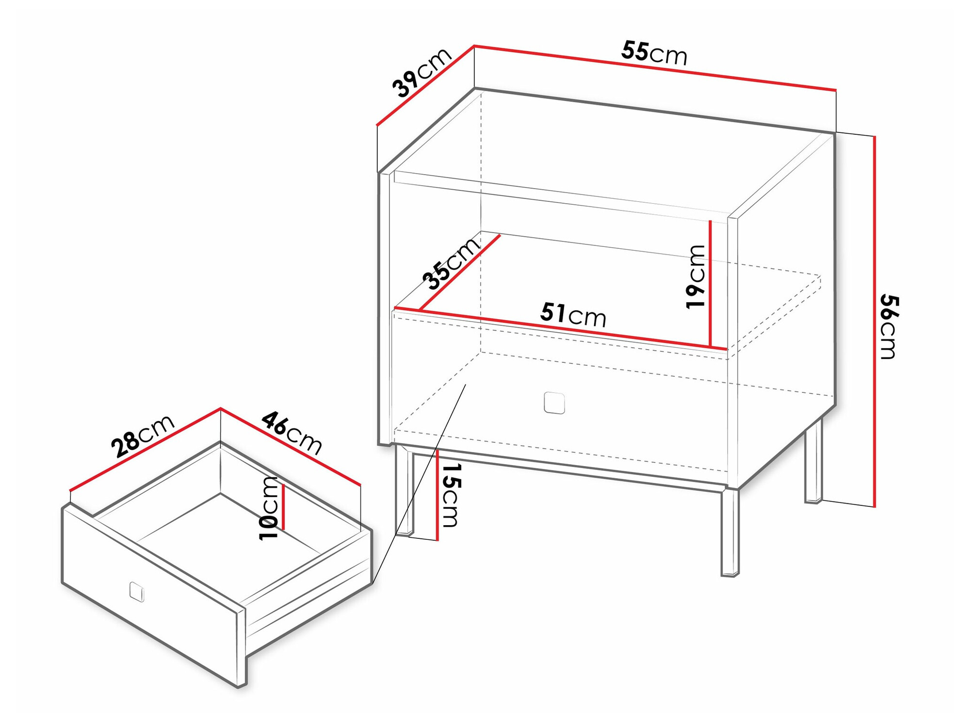 Naktsgaldiņš Comfivo Nunove 105 (Balts)