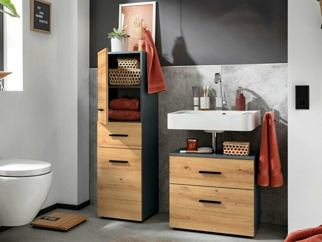 Vannas komplekts Larlori 104 (Antracīts + Ozols)