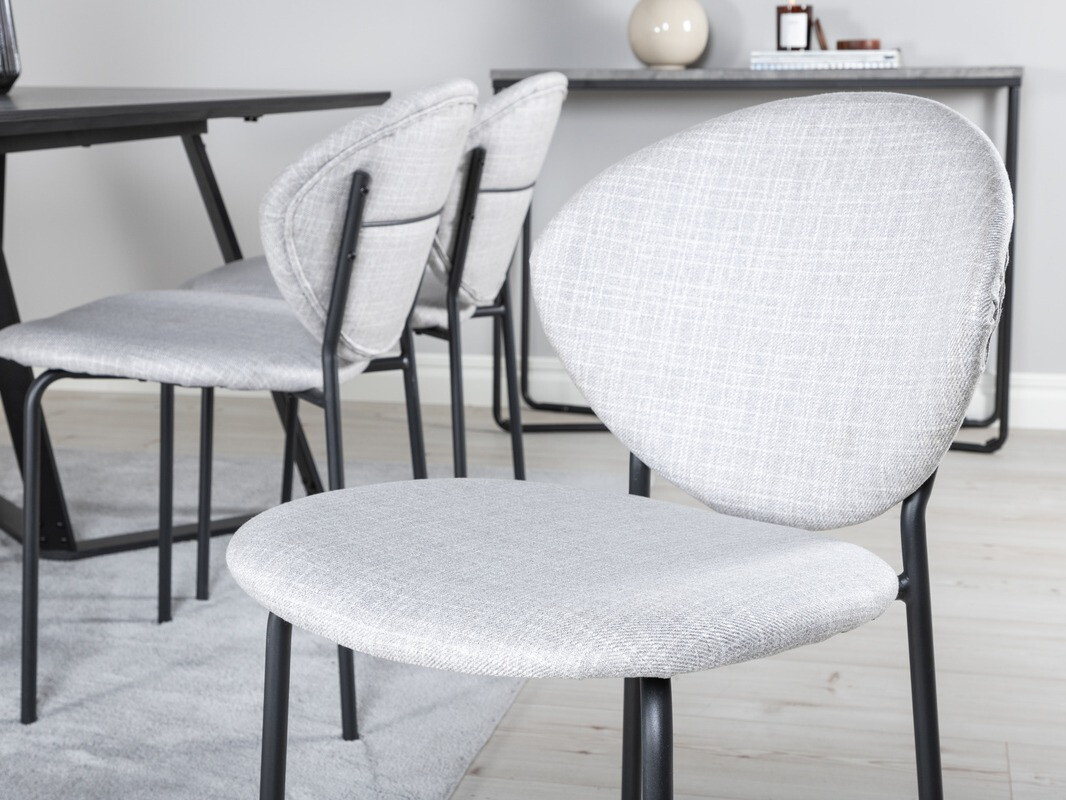 Ēdamistabas komplekts Dallas 1970 (Melns + Pelēks)