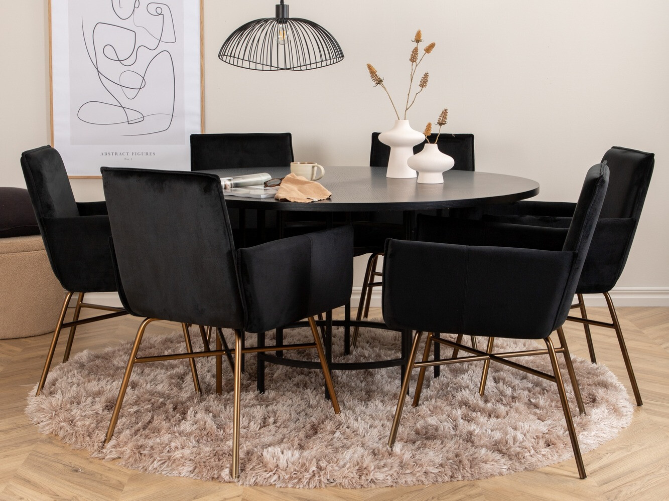 Ēdamistabas komplekts Dallas 2391 (Melns + Misiņš)