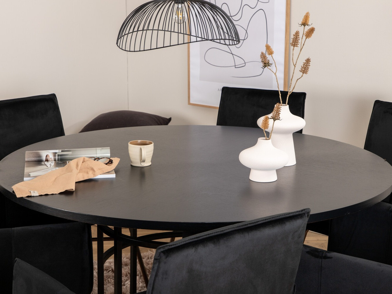 Ēdamistabas komplekts Dallas 2391 (Melns + Misiņš)